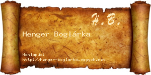 Henger Boglárka névjegykártya